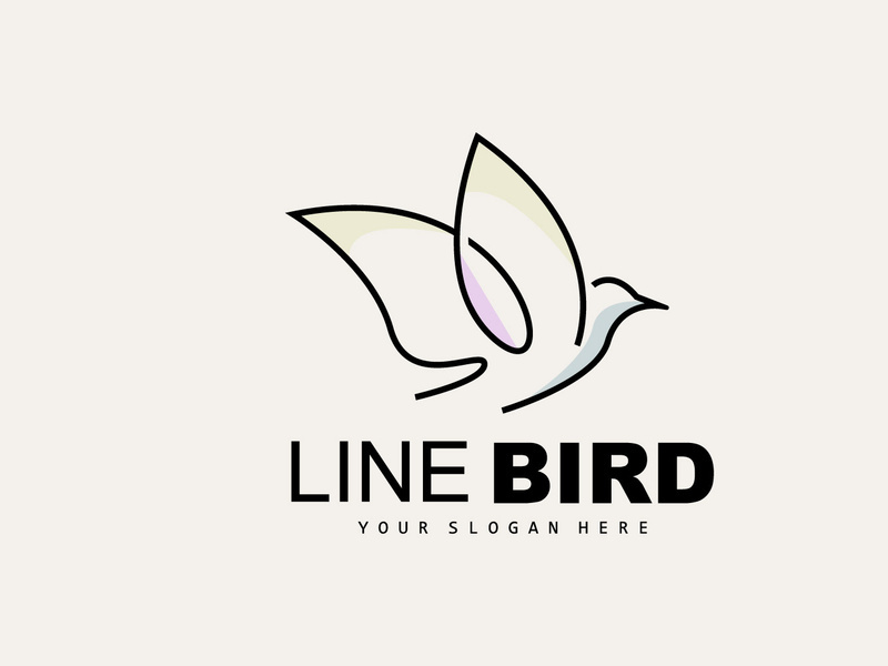 Bird Logo, Vector Hummingbird, Simple Simple line Style Design, Bird Wings Icon Product Brand