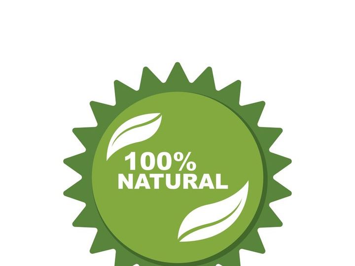 100% Natural and organic product badge vector green icon