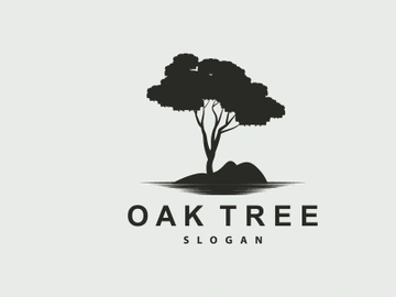 Oak Tree Logo, Nature Tree Plant Vector, Minimalist Simple Design preview picture