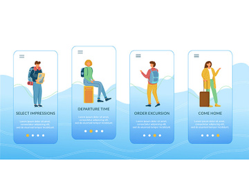 Travel planning onboarding mobile app screen vector template preview picture