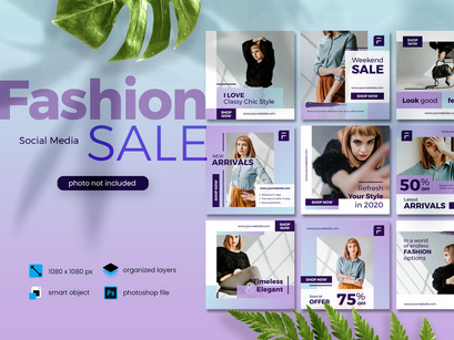 Fashion Sale Banner Social Media elegant purple template 2
