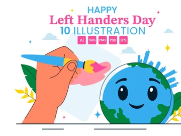 10 Happy Left Handers Day Illustration preview picture