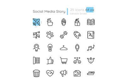 Blog story highlight linear icons set preview picture