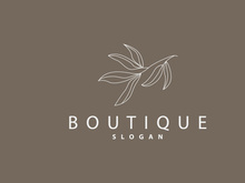 Leaf Line Logo, Beautiful Hand Drawn Design