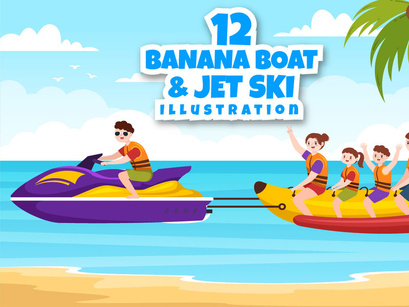 12 Playing Banana Boat and Jet Ski Illustration