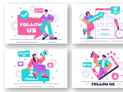 11 Follow Us and Like Illustration