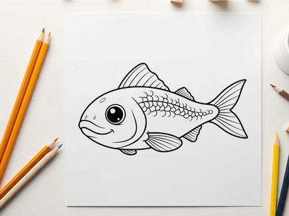 Cute smiling fish cartoon vector illustration flat design