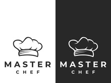 Chef hat logo for restaurant, cafe and online food delivery. Logo with vector design.