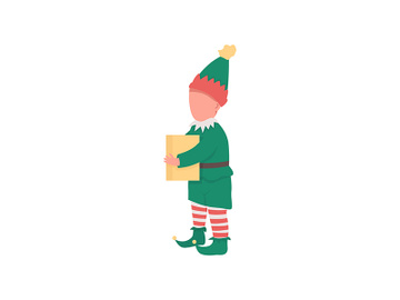 Christmas elf flat color vector faceless character preview picture
