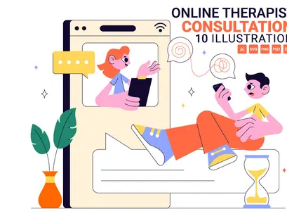 10 Online Therapist Consultation Illustration