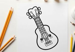 Acoustic guitar flat design vector illustration