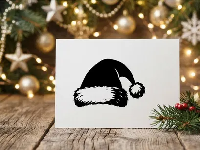 Festive Santa Hat with White Fur Trim and Pom-Pom