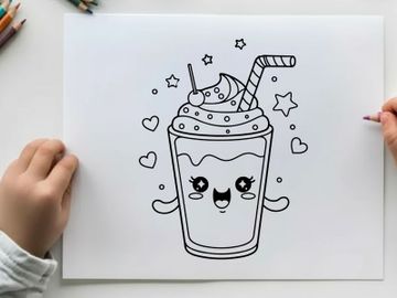 Cute milkshake with face happy drink vector illustration preview picture