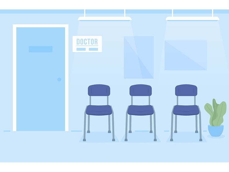 Chairs in doctor office reception room flat color vector illustration