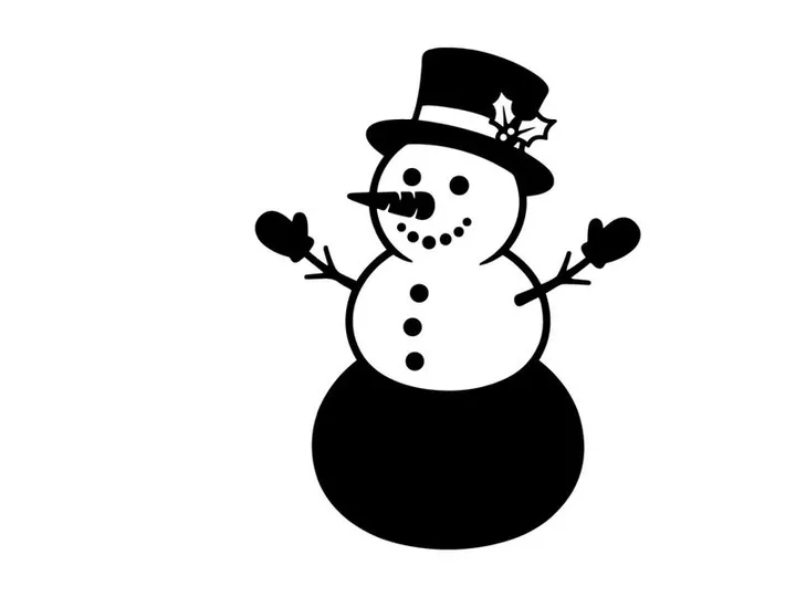 Schwarz-weiß Schneemann-Symbol mit Zylinder für Weihnachtsprojekte
