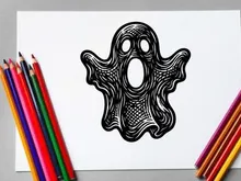 Abstract black and white owl-shaped line art illustration