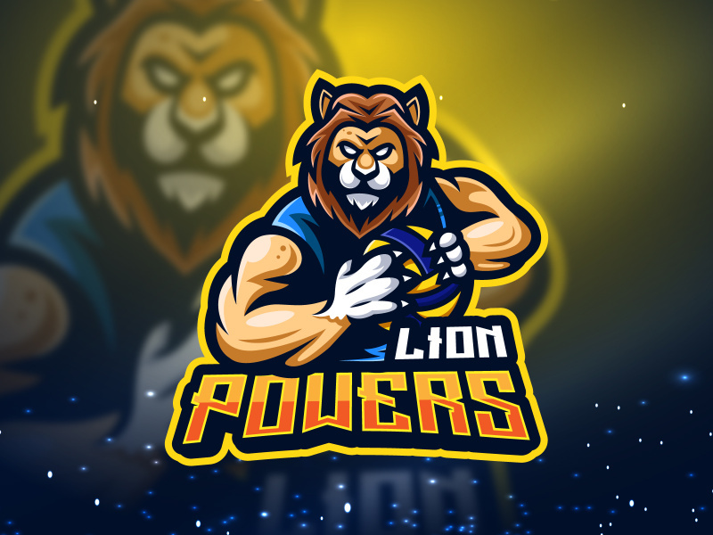 Lion esport mascot logo design vector