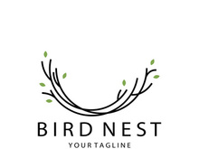 bird nest logo icon illustration design template, for bird farm, bird business, bird house, bird conservation with modern minimalist vector concept