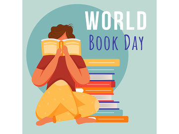 World book day social media post mockup preview picture