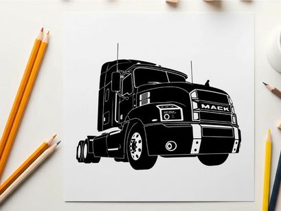 Silhouette of a mack truck semi truck front view
