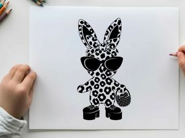 Silhouette of a leopard print bunny with sunglasses preview picture