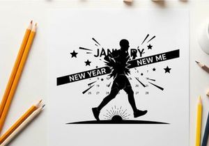Silhouette of a person running on new year's day a new me