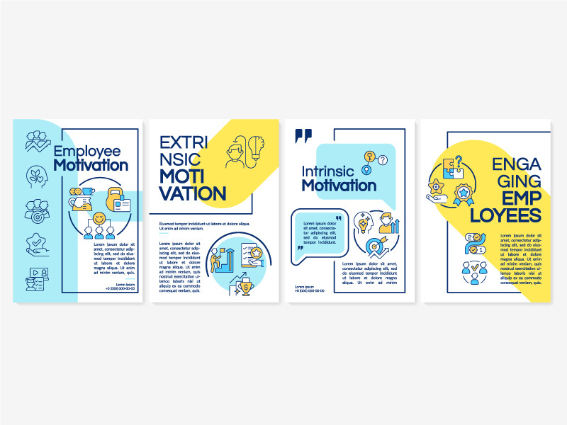 Increasing employees motivation blue and yellow brochure template