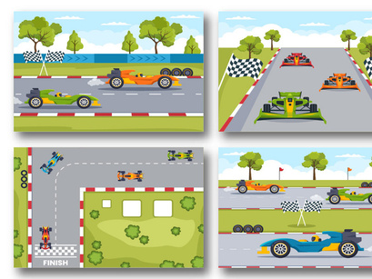13 Formula Racing Sport Car Illustration