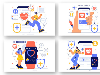 9 Health Tech Devices Illustration