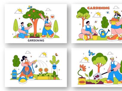 10 Gardening Vector Illustration
