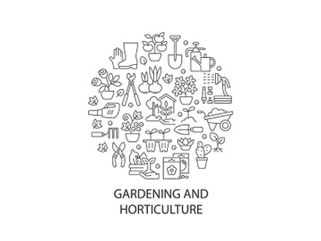 Gardening abstract linear concept layout with headline preview picture