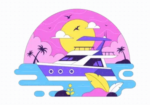 10 Luxury Yacht Tropical Illustration