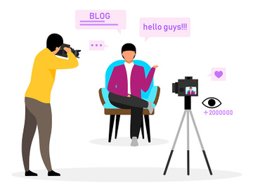 Blogger flat vector illustration preview picture