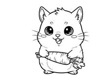 Cute white kitten holding fish vector illustration