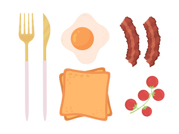 Breakfast semi flat color vector object set preview picture
