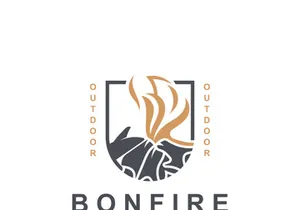 Bonfire Logo Design wood and fire camping adventure vintage illustration
