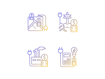 Electrical energy purchase expense linear icons set preview picture