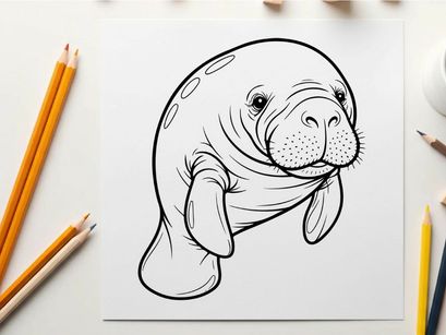 Cute manatee swimming underwater vector illustration