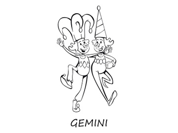 Gemini zodiac sign people outline cartoon vector illustration preview picture