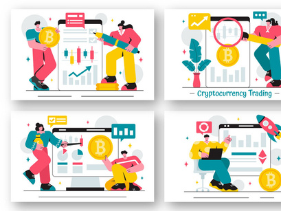 12 Cryptocurrency Trading and Blockchain Illustration