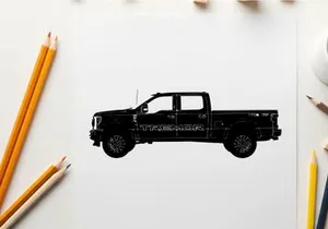 Silhouette of a black pickup truck on a white background