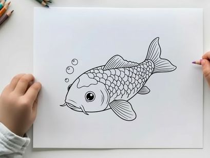 Cute cartoon fish swimming vector illustration flat design
