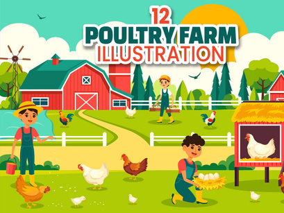 12 Poultry Farm Illustration