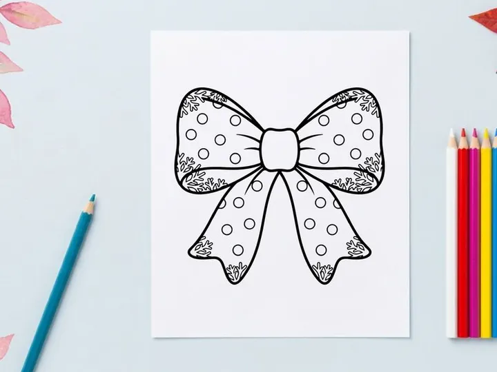 Elegant white polka dot Christmas bow isolated on transparent background for festive decor