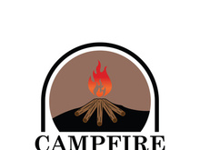 Bonfire Campfire Camp Fire place wood flame vintage retro logo design