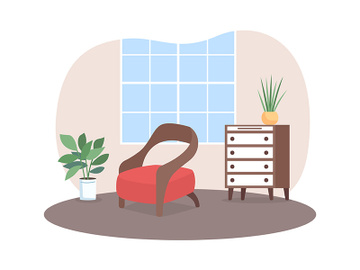 Living room 2D vector web banner, poster preview picture
