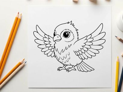 Cute flying bird flat design vector illustration