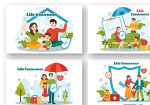 12 Life Insurance Vector Illustration