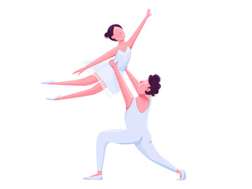 Ballet dancers couple performance flat color vector faceless character preview picture