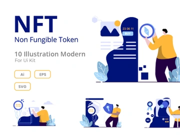 NFT Non Fungible Token  flat Illustration preview picture